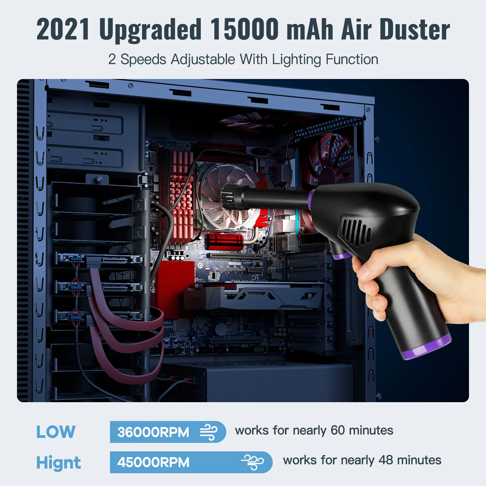 Wireless Air Duster for Computer Cleaning 15000mAh /6000mah USB-C Air Blower, Handheld Home Duster Cleaner For Laptop Car Clean