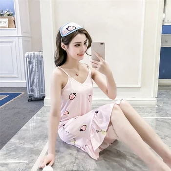 

Women Nightdress With Eyemask Sexy Lingerie Sleep Wear Plus Size Nightshirt Spaghetti Strap Nightdress Mini Nightie For Women