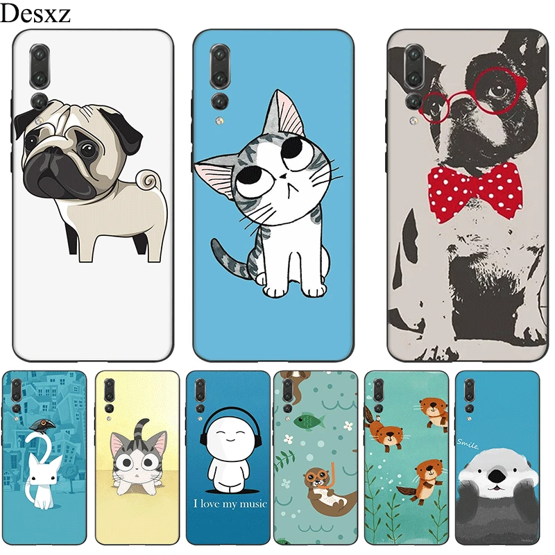 Mobile Phone Case Silicone For Honor Note 10 View 20 6A 7A 7C 7X 8 8X 8C 9X 9 Lite Pro Cover Otters Holding Hands Pug Bag | Мобильные