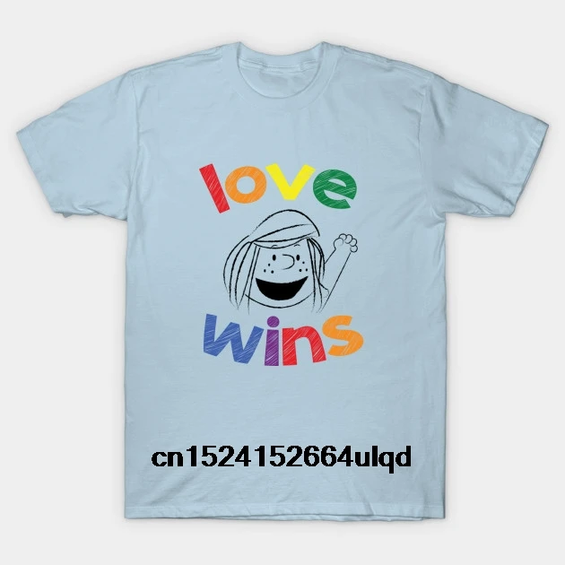 100% хлопок Круглый вырез на заказ мужские футболки с принтом Футболка LOVE WINS PEANUTS