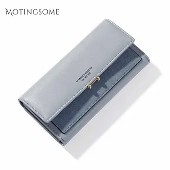

Long Style Nubuck Leather Women Wallets and Purses Patchwork Cell Phone Bag Coin Purses Card Holder Clutch Luxury Design 2020