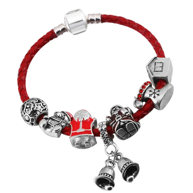 Красный кожаный шнурок Рождественский подарок ювелирные изделия браслет с кристаллами тонкий браслет для женщин Девушка подарок прямой
