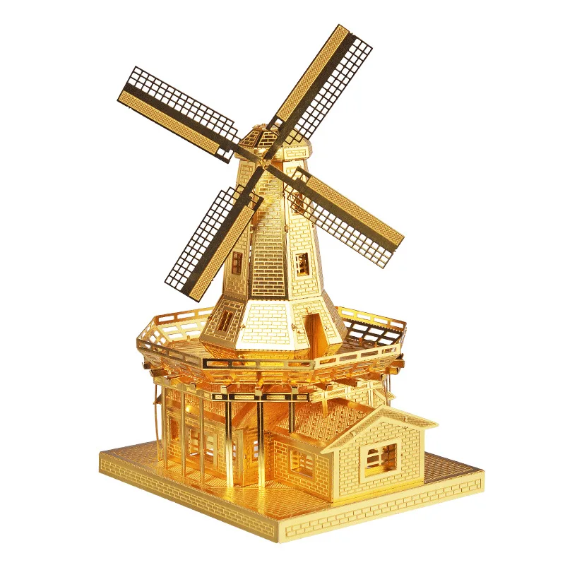 

Piececool Metal DIY Architecture Assembled Model 3D Nanometer Jigsaw Puzzle Holland Windmill Silver