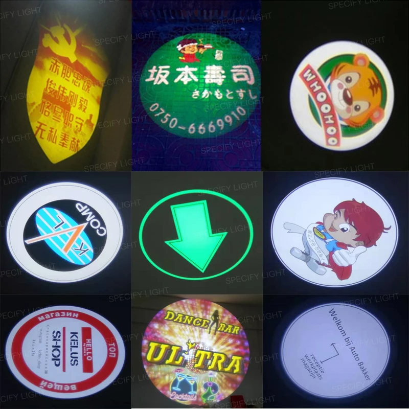 Customized Logo projector glass lens 37mm diameter shop mall KTV bar text pattern logo advertising ighting projection 4