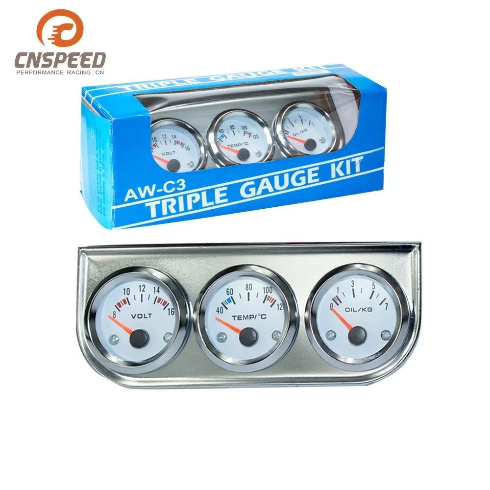 

Combination Car Modified Voltage/Water Temperature/Oil Pressure Race Car Instrument Flour Chrome Accessories Sensor