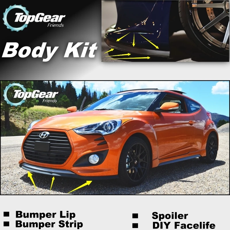 For Hyundai Veloster Bumper Lip / Front Spoiler Deflector TopGear Friends to Car Tuning View Body Kit Strip Skirt | Автомобили и