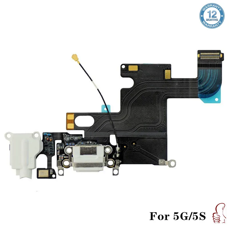 YWEWBJH10Pcs lot Charging Port Dock USB Connector Flex For iPhone 5 5S Headphone Audio Jack Microphone Flex cable Black White