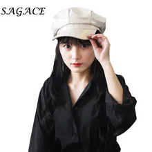 SAGACE шапки для женщин Весна Зима Газетчик шляпа кожа Винтаж кепка газетчика Женская Осенняя Зимняя шляпа Мода Купол голые повседневные Шапки