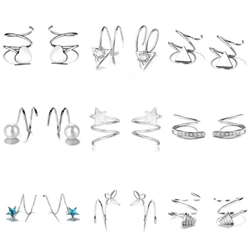 

925 Sterling Silver Crawler Star Twist Spiral Minimalist Stud Earrings For Women Fashion Ear Piercing Pentagram Wave Jewelry