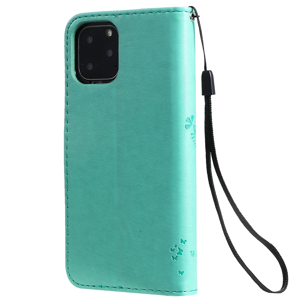 Прекрасный 3D тисненый дерево кошка шаблон Флип кожаный чехол для IPhone X XS XR MAX 6S 7 Plus