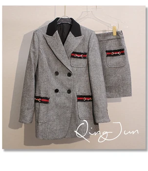 

New suits in the fall and winter vogue small suit jacket lapel the a line skirts of cultivate morality