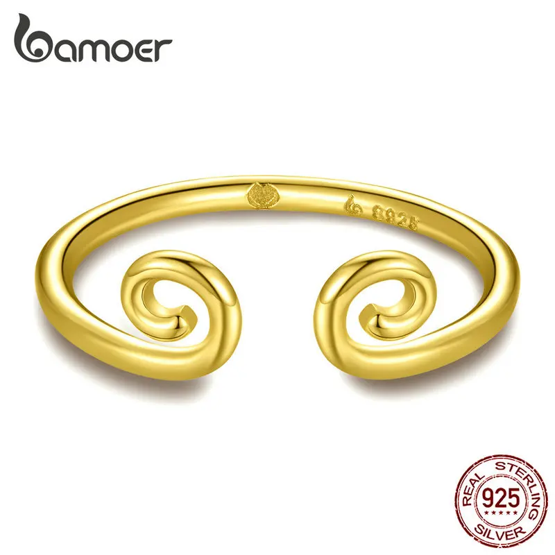 

bamoer Monkey King Promise Ring for Lovers Gold Color Couple Rings 925 Sterling Silver Engagement Statement Jewelry BSR071