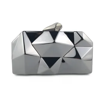 

FIRMRANCH Women's 2020 Hot Sale Metal Box Dinner Bag Geometric Shape Party Clutch Bag One Shoulder Party Mirror Evening Bag