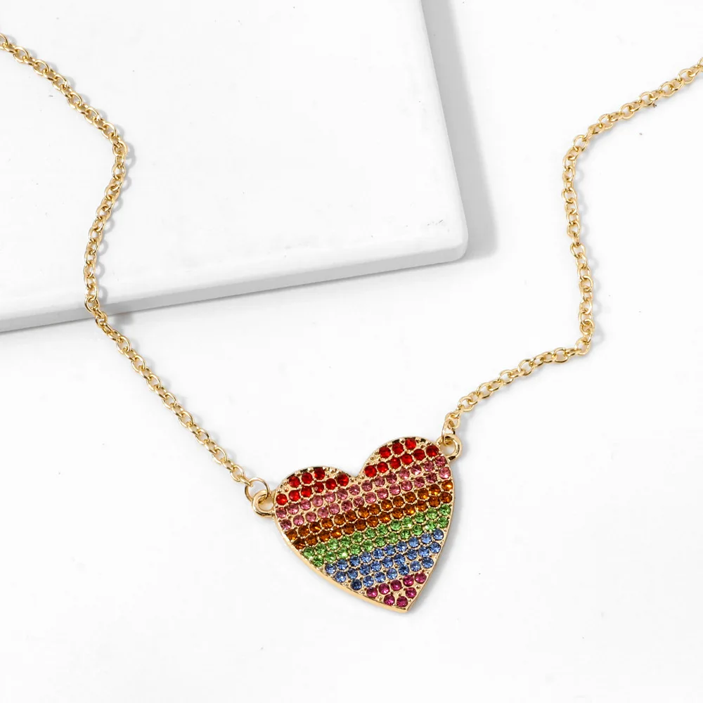 Мода жемчуг губы сердце эмаль металлический кулон ожерелье для женщин девочек модный Радуга CZ кубический циркон свадебное ожерелье