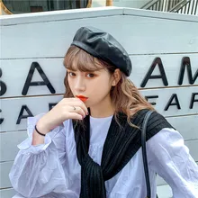 Женские береты, громоздкие Зимние головные уборы унисекс из искусственной кожи, защита от снега, непромокаемая теплая шапка с ушками, британский живописец, берет для девочек, шапка M840