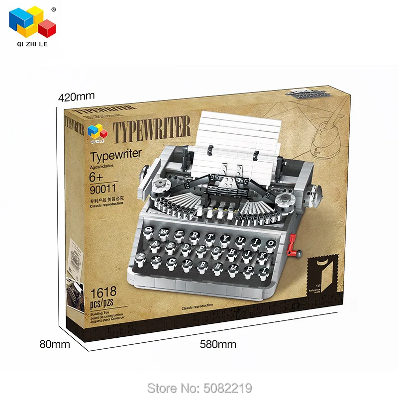 1618pcs Ideas Series 90011 креативная ностальгическая пишущая машинка QWERTY модель