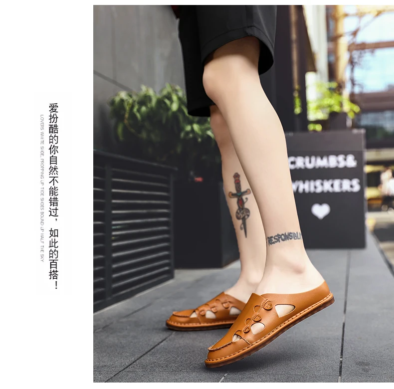 Summer Shoes Men Sandals Genuine Leather Business Casual Shoes Man Quality Design Outdoor Beach Sandals Roman Water Shoes