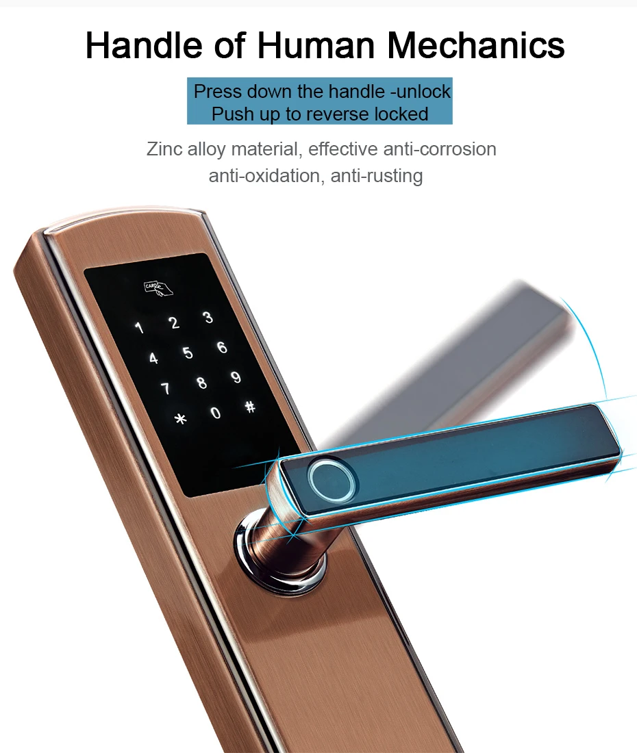 Smart Biometric Fingerprint Lock with Digital Password RFID Card Key Electronic Smart Fingerprint Door Lock keyless lock