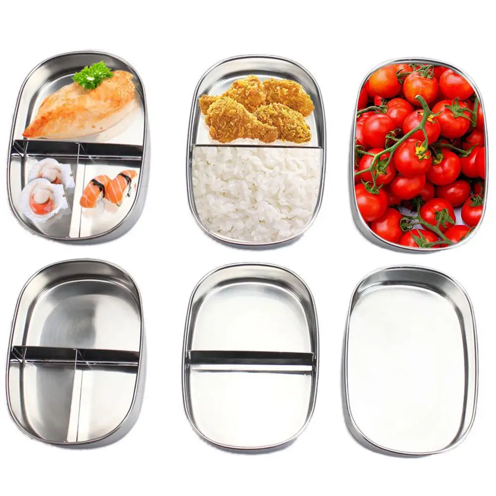 

Stainless Steel Lunch Box for Kids Student Food Container Bento Box 304 Top Grade Storage Thermal Metal Square Box 300-500ml