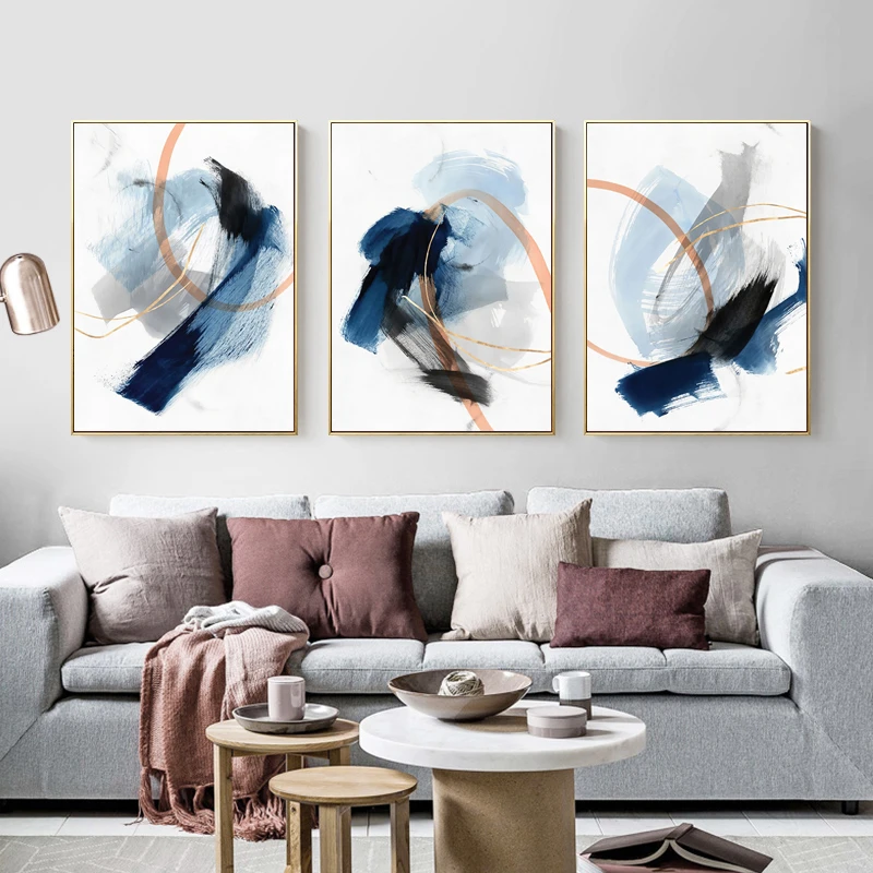 Pintura abstracta moderna de Color y blanco, lienzo única, carteles colgantes de pared, decoración del Mural de pared|Pintura y caligrafía| - AliExpress