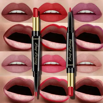

Double-head Lipstick Waterproof Matte Lip Liner Pencil Long Lasting Pigments Nude Color Lipliner Pen Makeup Lips Beauty Comestic