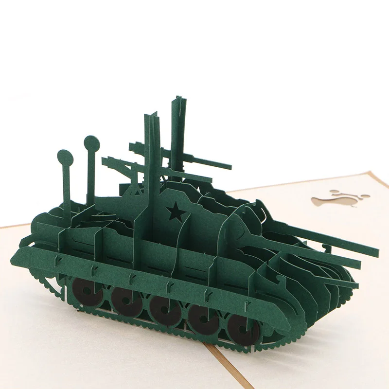  3D Pop Up Tank Greeting Card Postcard Valentines Christmas Birthday Invitation E65B - 4000265489377
