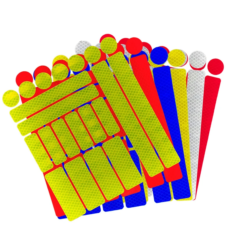 Autocollants Réfléchissants Pour Vélo - Kit Sécurité Route Avec Formes Variées (fleurs, étoiles, Bandes) - Jaune Fluo