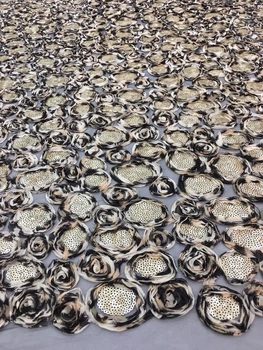 

African French Lace Fabric High Quality With Sequins, 3D Applique African French Tulle Lace RF2752