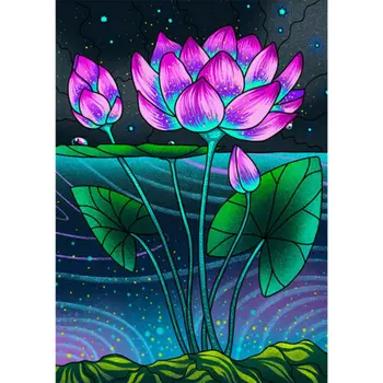 

5D DIY Diamond Embroidery flower Rhinestone Mosaic Diamond Painting cross stitch Abstract lotus Home Decoration Christmas Gift