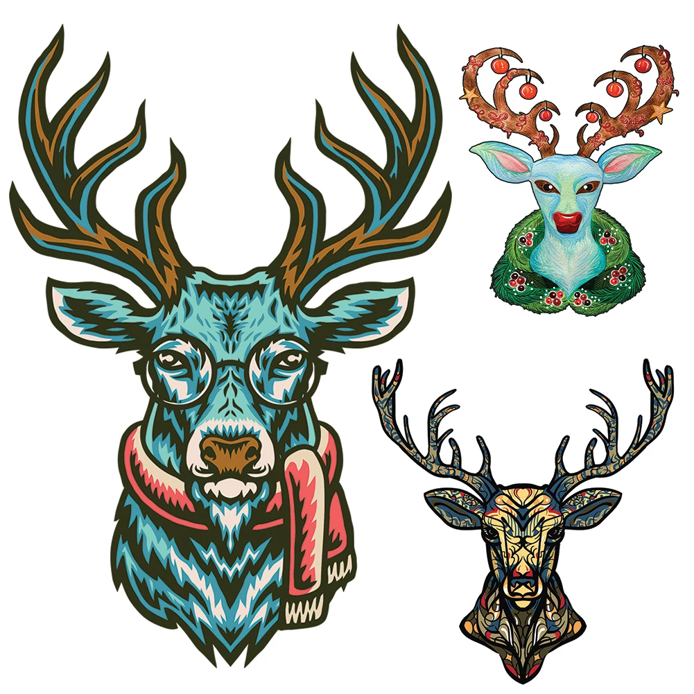 Unique Deer 3D Wooden Puzzle Adult Kids Jigsaw Puzzles Animal Puzzles Boutique Gift Box Packaging Children Christmas Gifts Toys