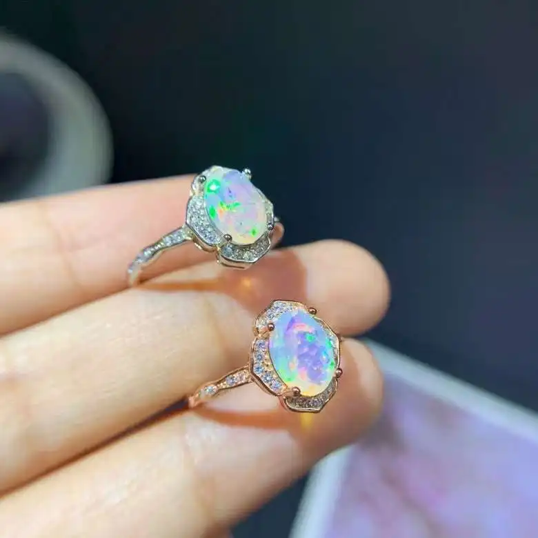 100% 本物のホワイトオパールリング日常着のための6ミリメートル