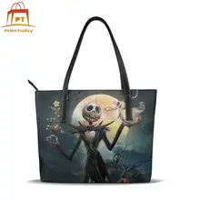 Рождественская сумка Jack, рождественские сумки с верхней ручкой, кожаная сумка-тоут с принтом, женские сумки с принтом