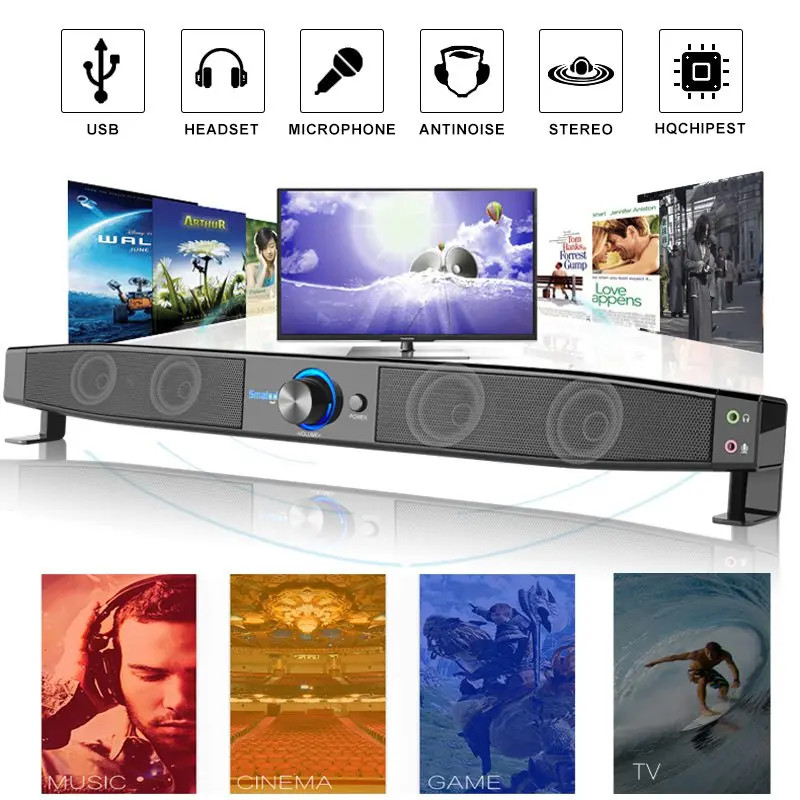 5 Вт модные динамики звуковая панель проводной сабвуфер Soundbar s стерео супер бас