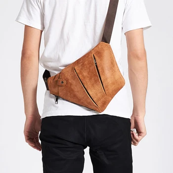 

Men Full Grain Leather Chest Sling Bag Genuine Cow Leather Chest Bag Mens Leather Chest Pack Messenger Bag