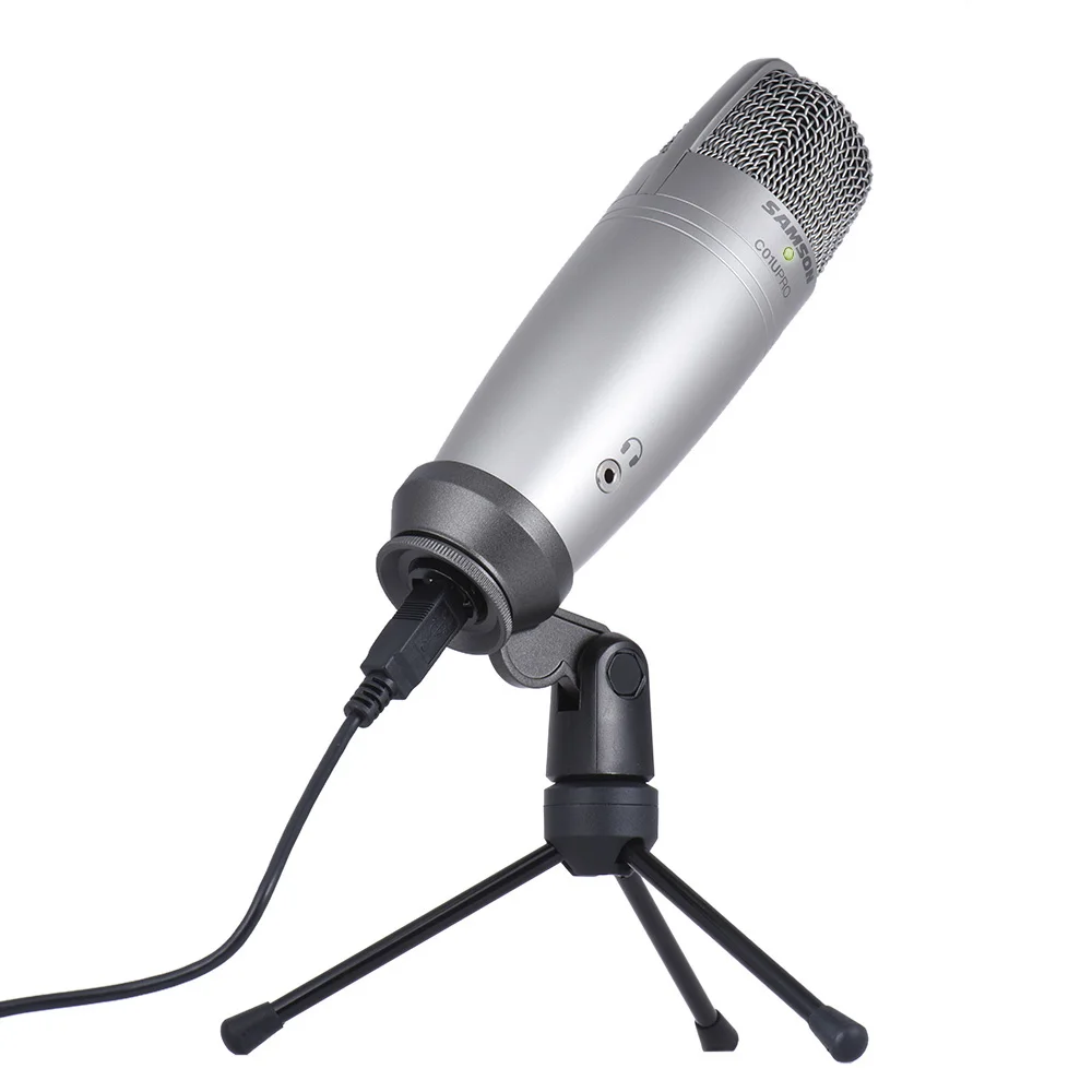 

SAMSON C01U PRO USB Studio Condenser Recording Microphone Mic Large Diaphragm with Mini Tripod Stand Swivel Mount USB Cable