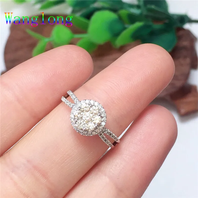 Wanglong кольцо с натуральным бриллиантом, белое золото 18K для женщин, свадебные ювелирные изделия