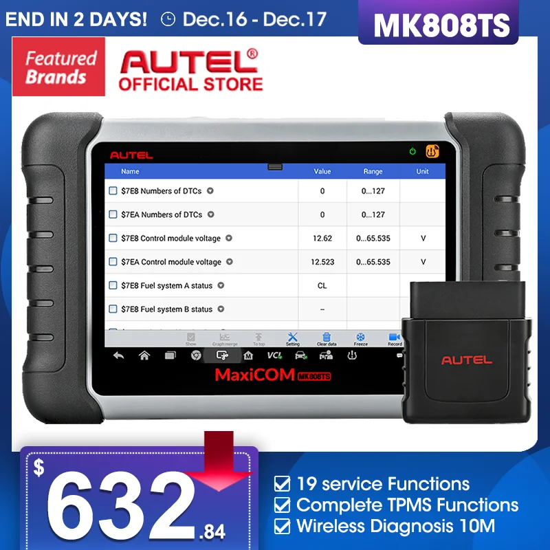 Autel MaxiCOM MK808TS OBD2 Bluetooth-сканер автомобильный проектор OBD 2 программирующий TPMS-датчик