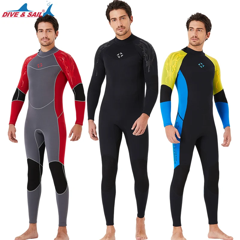 Womens Mens Wetsuits Zipper Full Body One-piece Wet Suit Swimwear Diving Suit A 