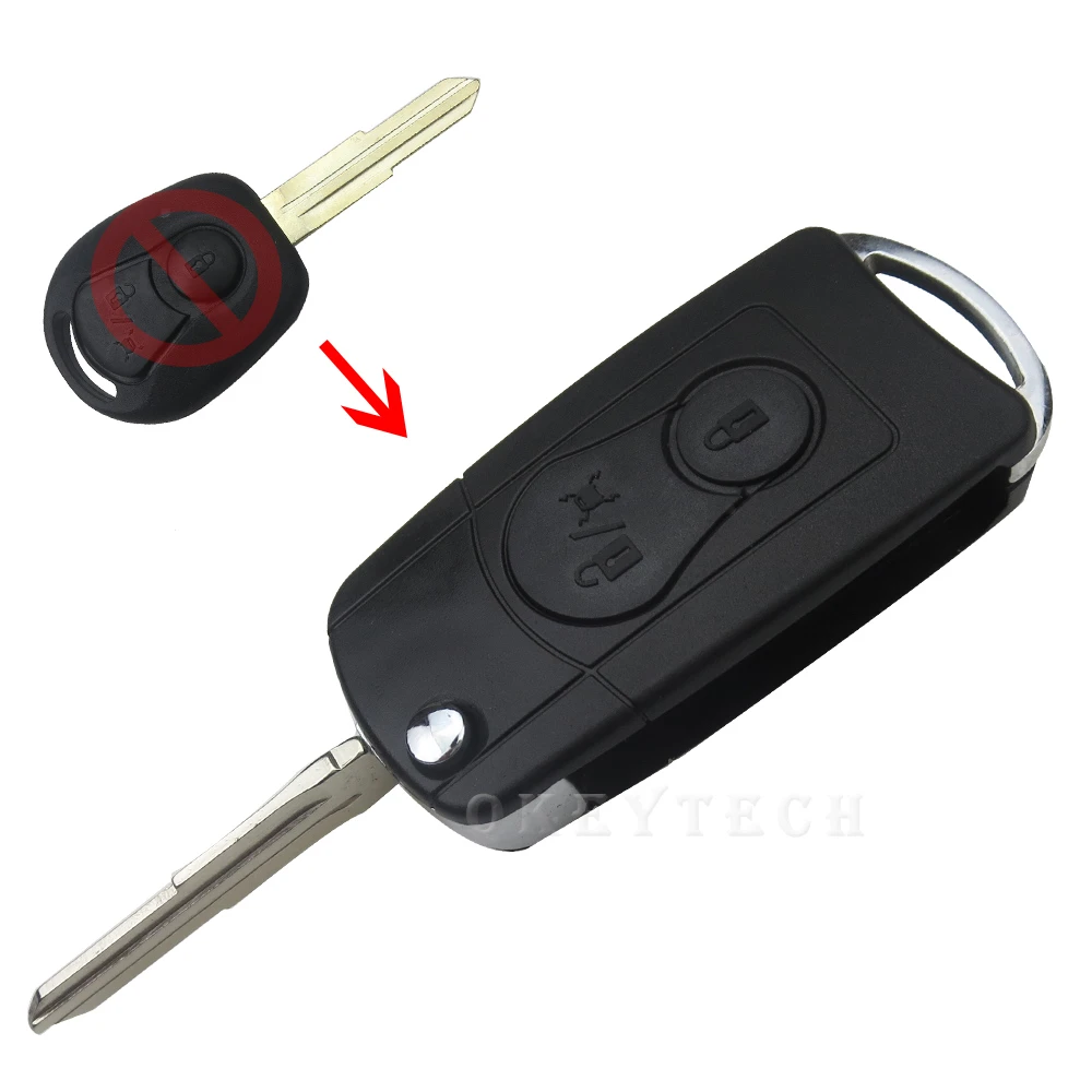 OkeyTech For Ssangyong Remote Modified Flip Key Fob Shell Case 2 Button For Actyon SUV Kyron Rexton Key Car Styling Accessaries best spark plugs