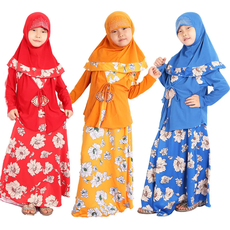 3 шт. caftan fille мусульманская длинная юбка хиджаб одежда женское платье абайя турция