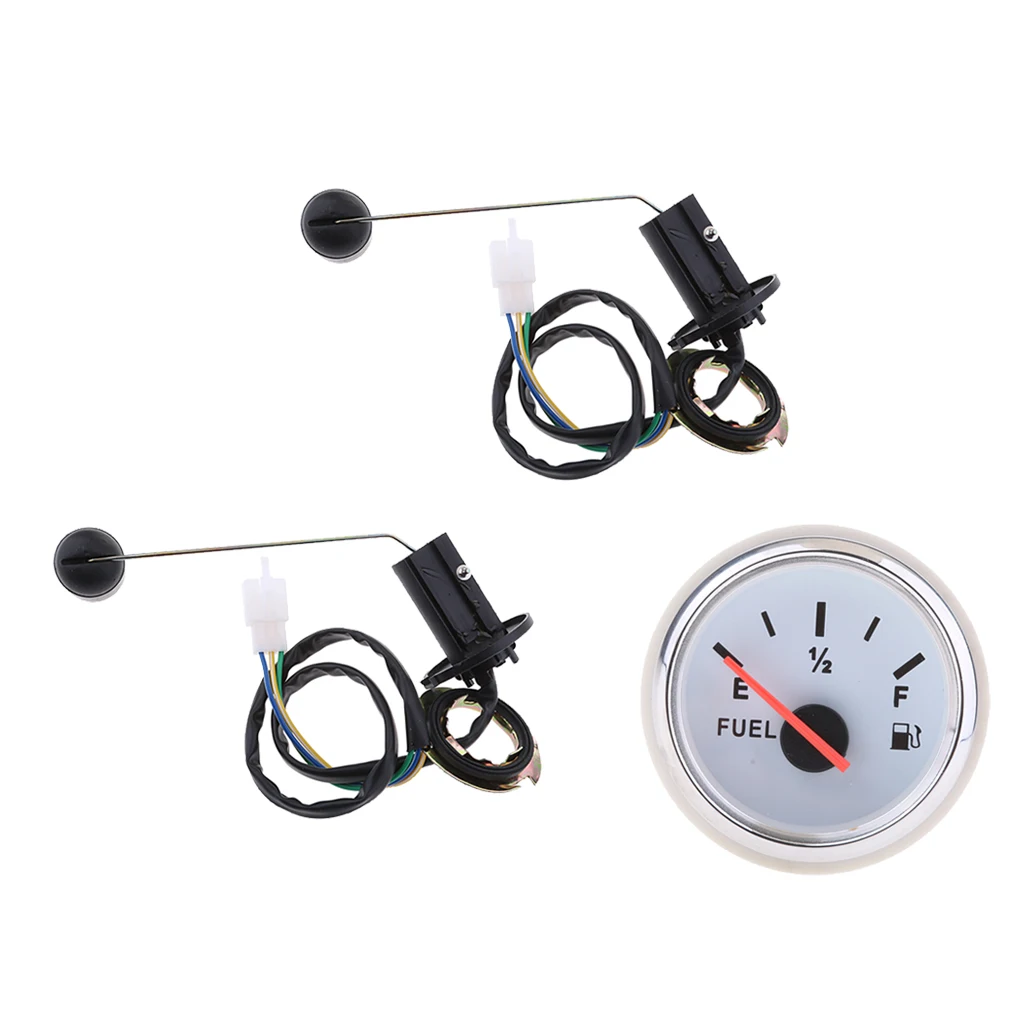 MagiDeal 3 x Boat Marine Fuel Level Gauge LED +fuel guage level sensor White