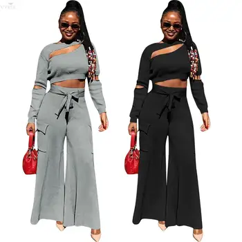 

Casual Track Suit Women Outfits Sweat Suits Women Set O-neck Full Sleeve Crop Top Pants Two Piece Set Suit Night Club Outfits