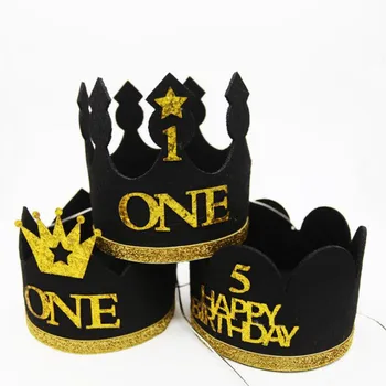

1Pc Birthday Hats Decor Cap One First Birthday Hat Princess Boy Crown 1st 2nd 3rd Year Old Number Birthday Party Decorations