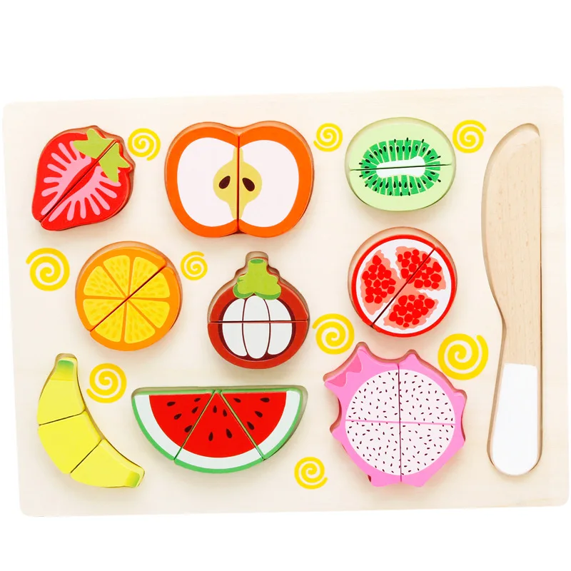 

MWZ Fruit Cut Children Wooden Magnetic Cutting & Vegetable Play House Kitchen Cut Fruit Toy Wholesale