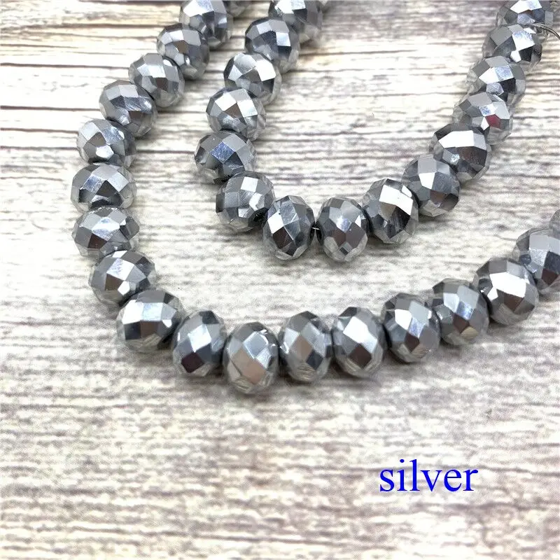 silver 1 прядь, цветные хрустальные бусины Rondelle, граненые стеклянные бусины, маленькие бусины для самостоятельного изготовления ювелирных изделий, аксессуары для ювелирных изделий - Цвет: silver