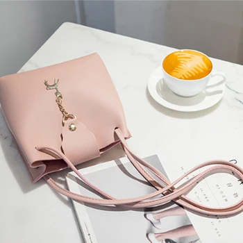

Ladies Small Messenger Bag 2020 New Deer Pendant Bucket Bag Hot Fashion Coin Purse Mobile Phone Shoulder Bags For Women
