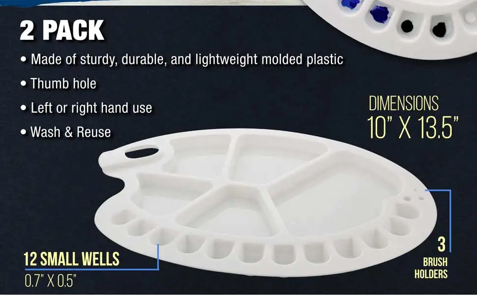 U.S. Art Supply 17 Well Plastic Painting Palette