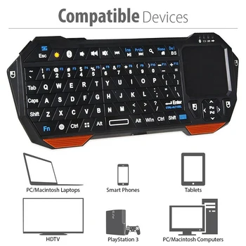 

Portable Lightweight Mini Wireless Communication Keyboard Controller Keypad with Touchpad Led Light DU55