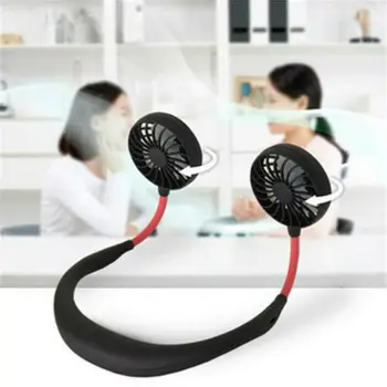 

3 Adjustable Speed Level Dual Cooling Fans Dropshipping Fan Lazy Neck Hanging Wind Head Fans Portable USB Rechargeable