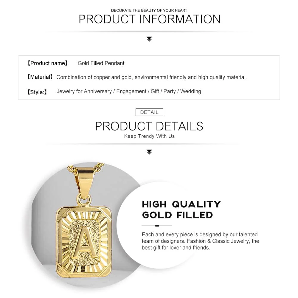 Initial letter Pendant Necklace a b c Charm Gold Capital Letter necklace for Women girl Cuban Link Chain Dropshipping GPM05C - Image 4